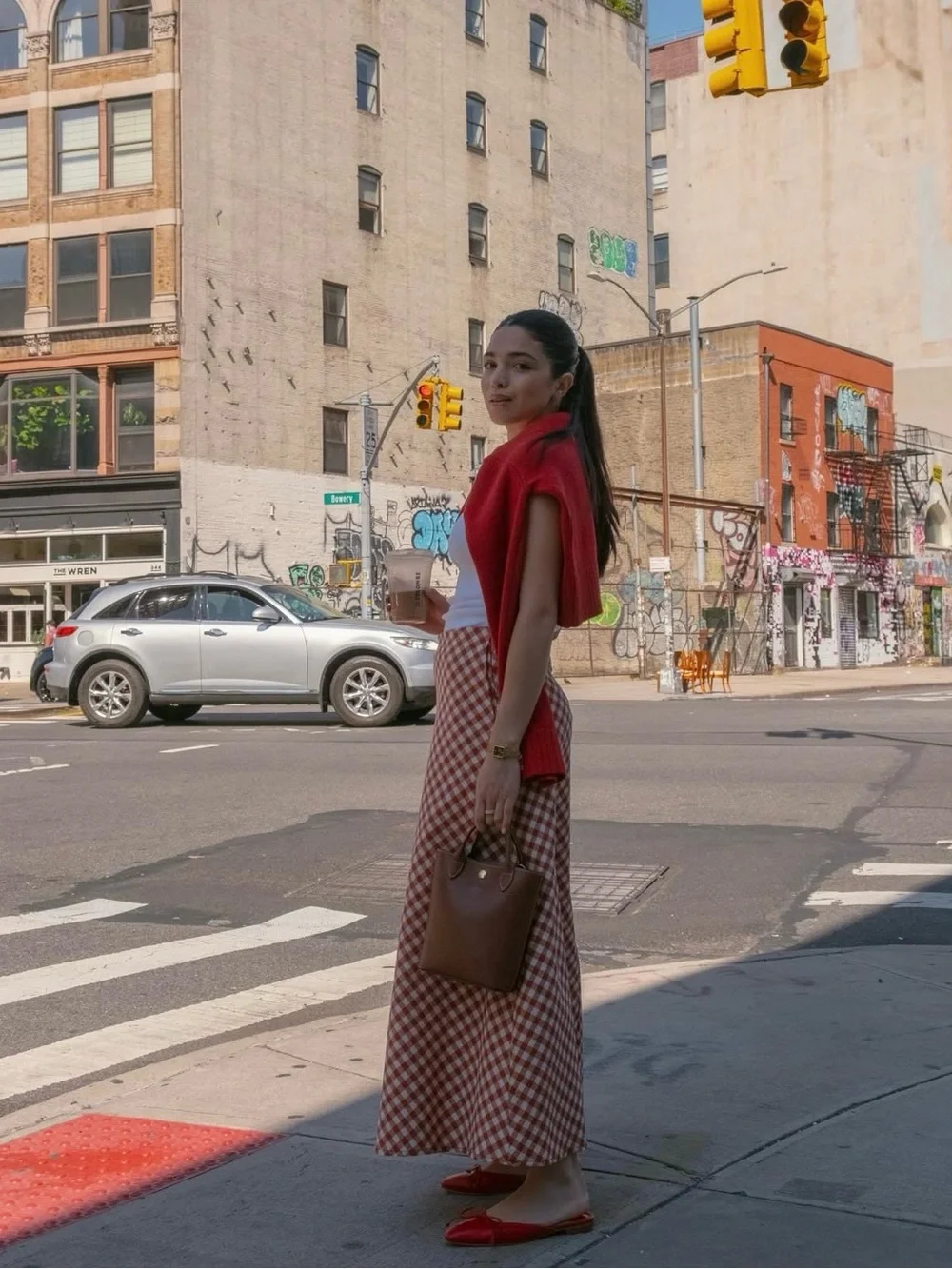 NWT Zara Red Check Maxi Skirt